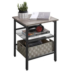 Vasagle Indestic End Table, Nightstand With 2 Adjustable Mesh Shelves, Industrial Side Table For Living Room, Stable Metal Frame, Easy Assembly, Greige And Black Ulet023B02