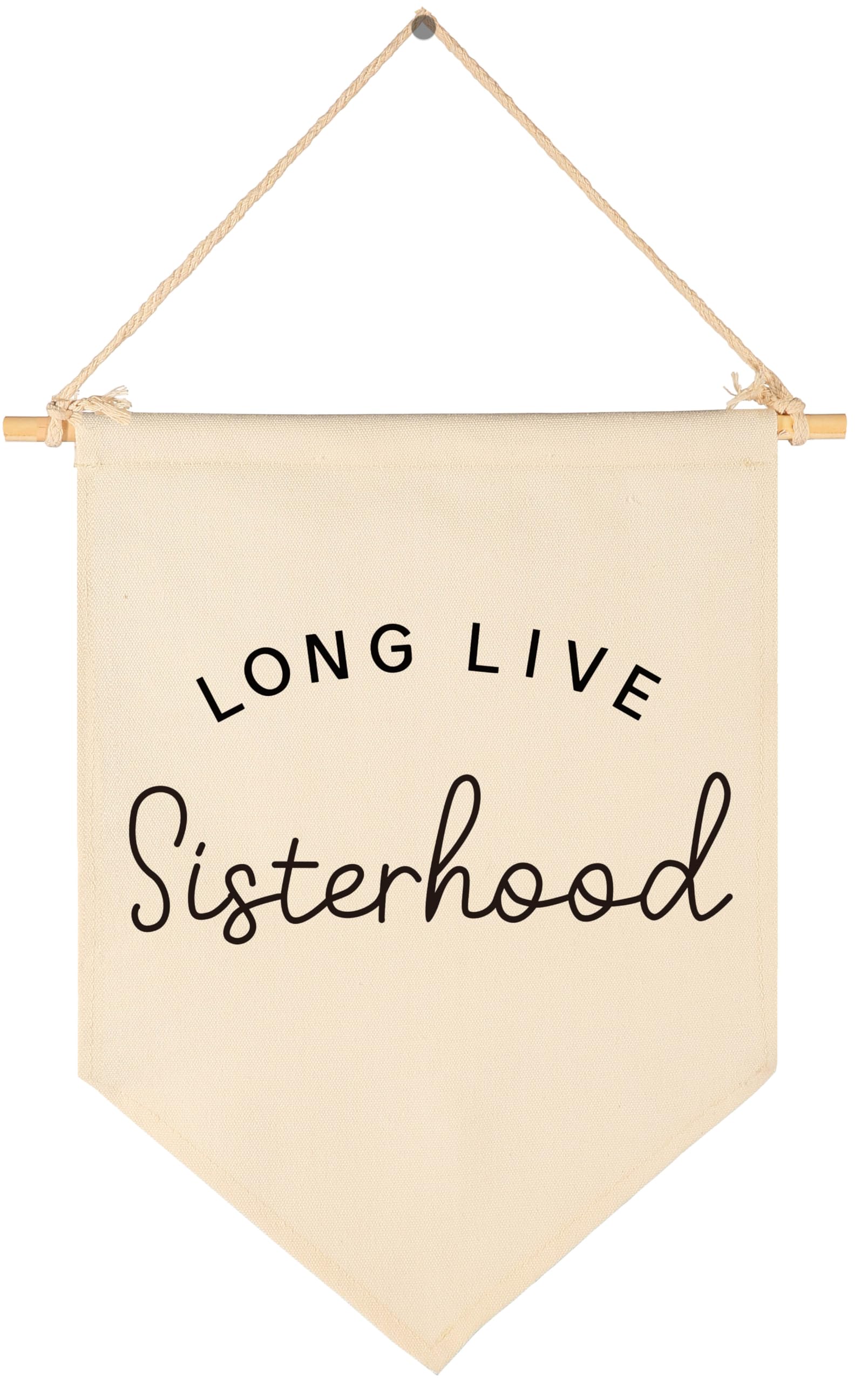 Long Live Sisterhood-New Baby-Sign Above Crib-Flag Wall Decor Gifts for Baby Girls Kids-Canvas Hanging Pennant Banner Wall Decor