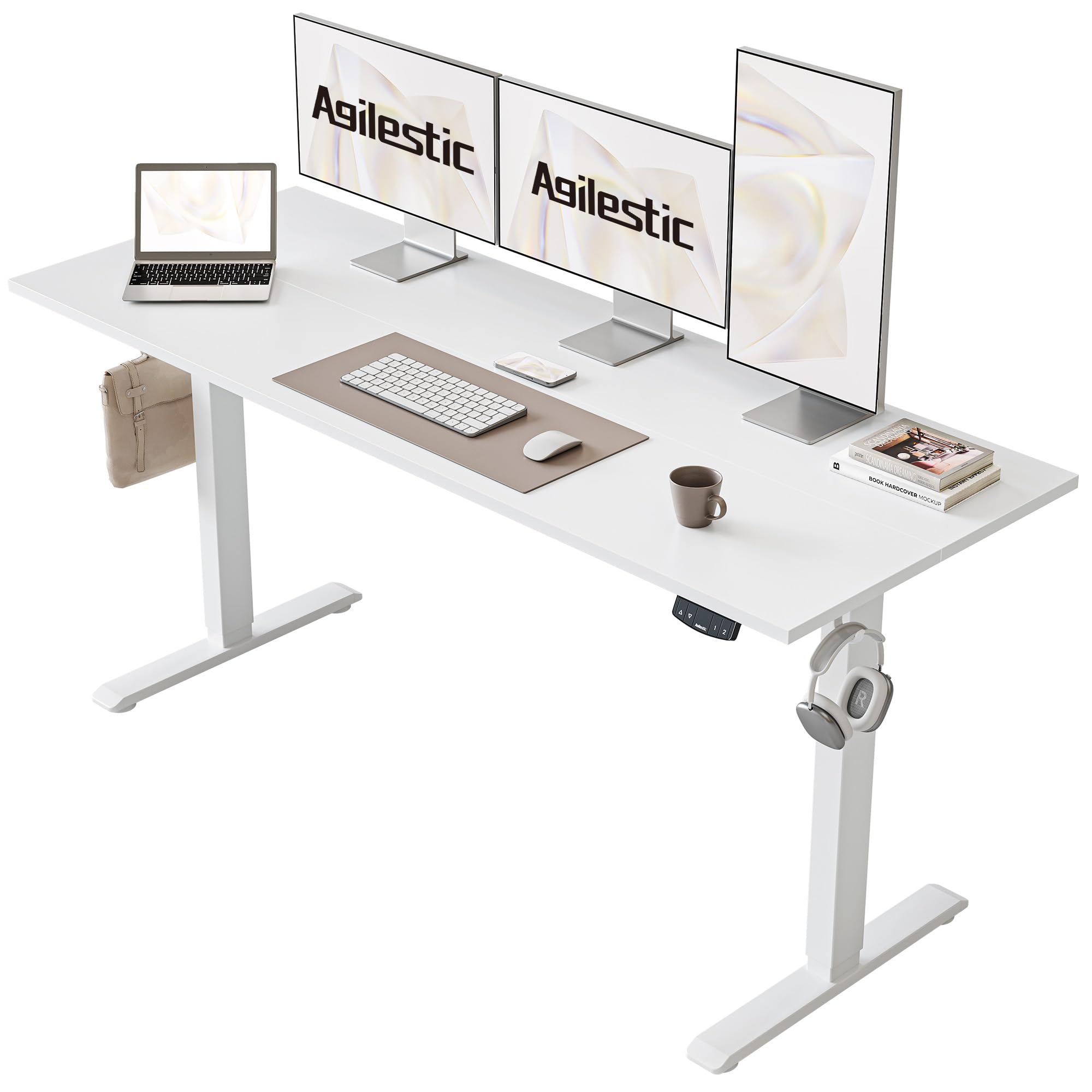 Agilestic Electric Standing Desk, Large 60 X 24 Inches Height Adjustable Desk, Sit Stand Up Desk For Work Office Home, Ergonomic