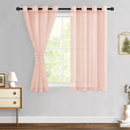 Hiasan Sheer Curtains For Bedroom With Tiebacks, Lightweight Breathable Voile Drapes Light Filtering Grommet Window Curtains For Living Room, Nursery, Farmhouse, Turquoise, W52 X L54, 2 Soft Panels