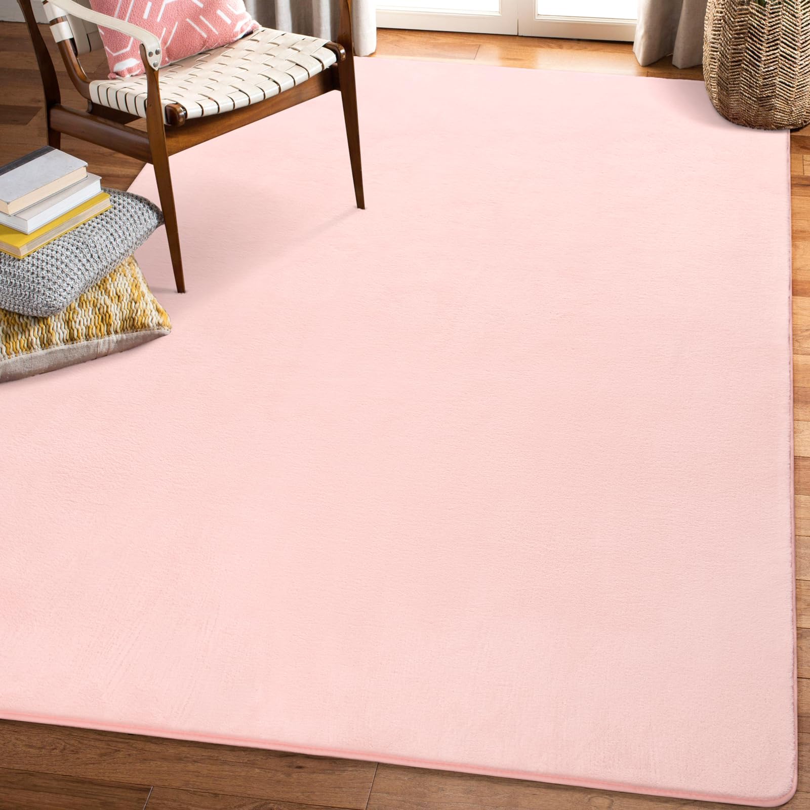 Amearea Large Modern Area Rugs for Bedroom Living Room, 5x8 Feet Pink Thickened Memory Foam Rug, Fluffy Indoor Washable Rugs Non