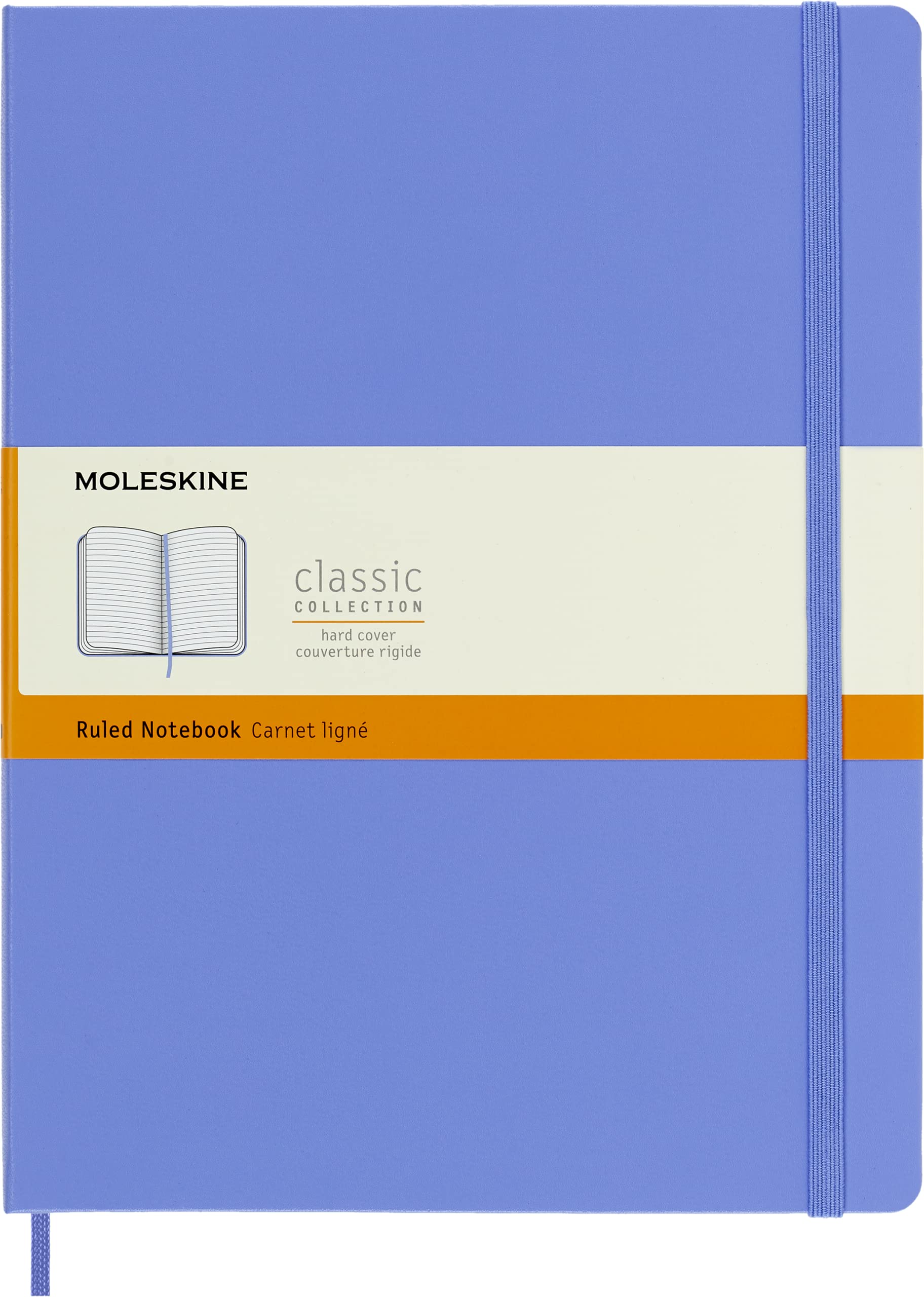 Moleskine Classic Notebook, Hard Cover, Xl (7.5' X 9.5') Ruled/Lined, Hydrangea Blue, 192 Pages