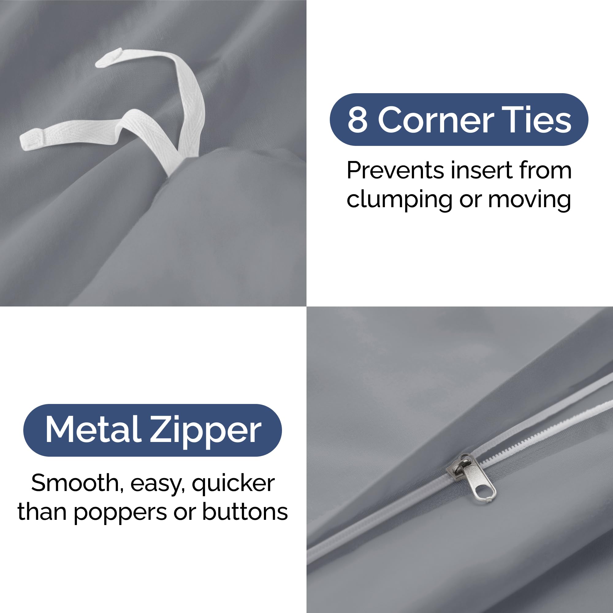 Duvet Cover Cal King Size Set - Extra Soft Cal King Size Duvet Cover 104 X 98 With 2 Pillow Shams - Hotel Luxury Easy Care And Fade Free W/Zipper Closures & Ties - Breathable Bedding Set (Steel Blue)