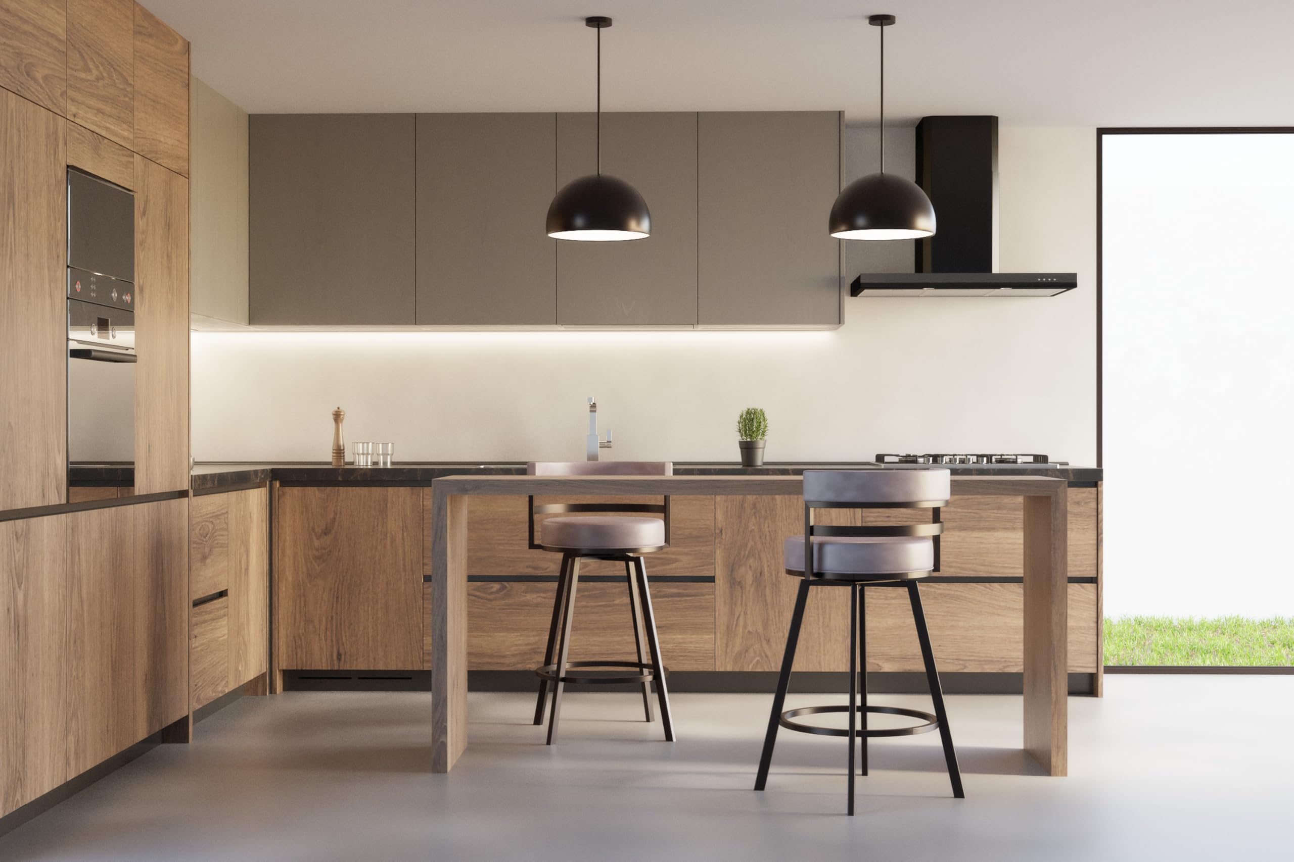 Steve Silver Furniture Gene Swivel 24-Inch Seat Height Counter Stool, 60-Degree Swivel, Modern/Mid-Century Design, Counter Table/Bar, Dining Room, 20.5&quot; D x 20.5&quot; W x 32.5&quot; H, Gray