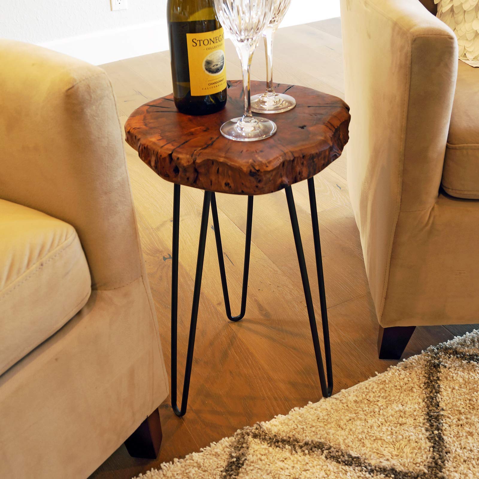Welland Unique Shape Natural Wood Stump Rustic Surface End Table