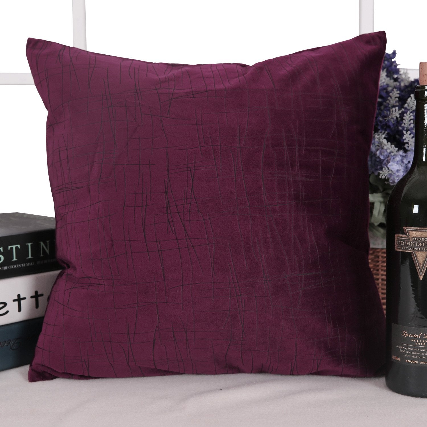 Deconovo Cs24478P Cushion Cover, 18X18 Inch-1 Pc, Dark Red