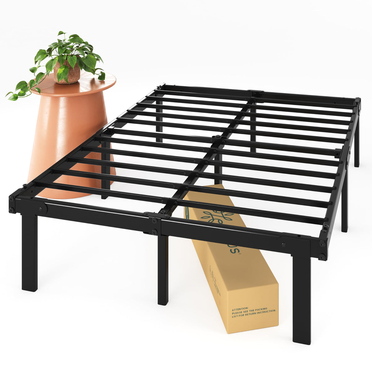 Zinus Caleb 14 Inch Metal Platform Bed Frame, Foldable Steel Frame, No Box Spring Needed, Easy Assembly, Queen