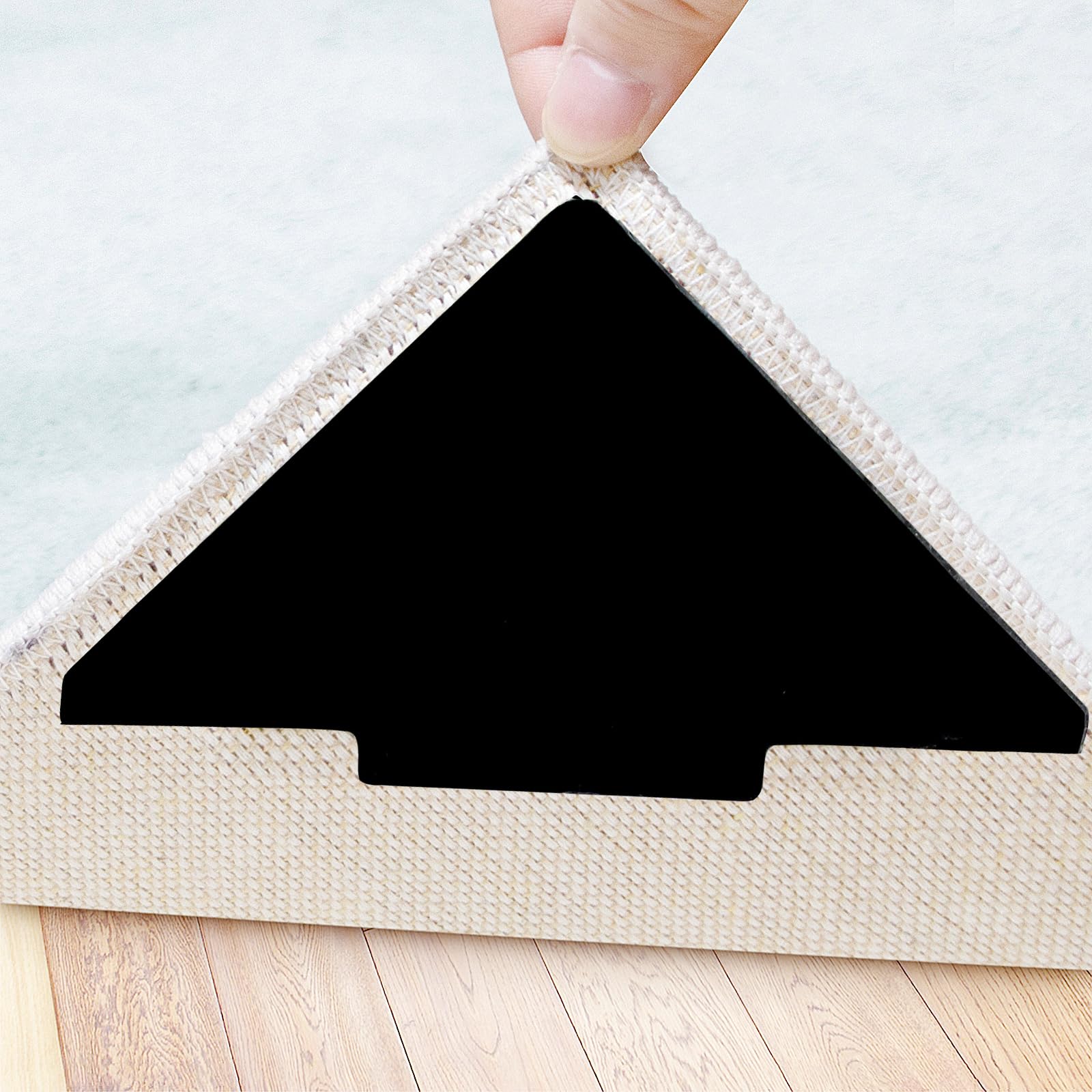 Rug Tape, 10 Pcs Double Sided Non Slip Reusable Rug Stopper, Washable Rug Pad Grippers for Hardwood Floors, Tile Floors, Carpets