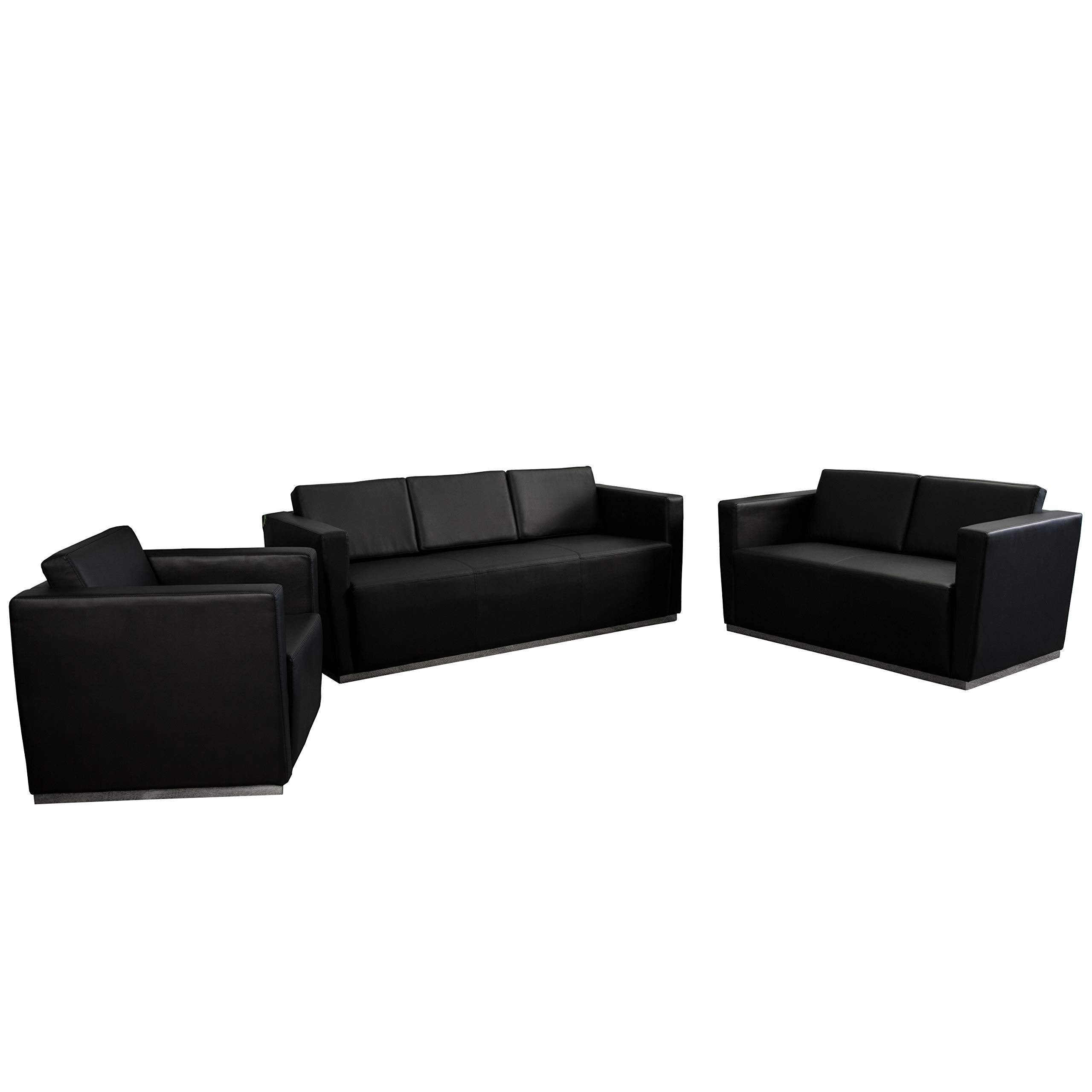 Flash Furniture HERCULES Trinity Series Reception Set in Black LeatherSoft
