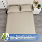 Phf 100% Rayon Derived From Bamboo Cooling Fitted Sheet Twin Size For Hot Sleeper,16'' Deep Pocket,2.5Cm Wider Strong Elastic Ba