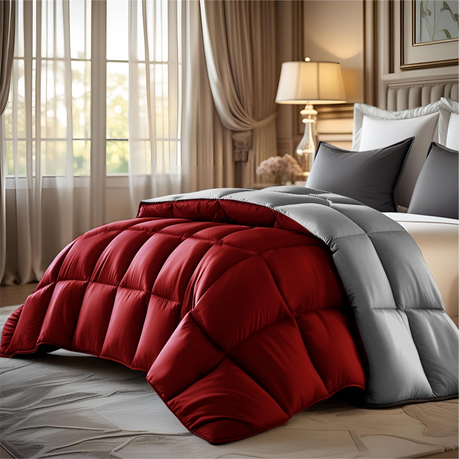 Epinch Reversible Comforter Soft As Feathers | 200 Gsm Filling Ac Room Comforter With 4 Corner Loops | Lightweight Blanket/Quilt