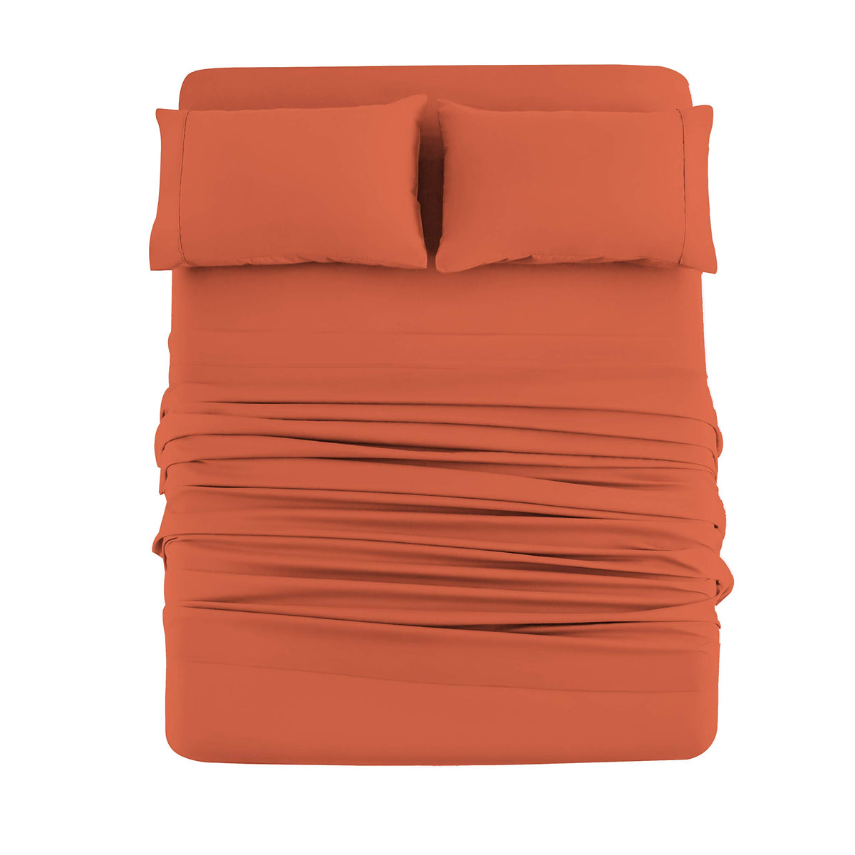 Mohap Bed Sheet Set 4 Pieces Double Brushed Microfiber 1800 - Breathable Cooling Luxury Soft Bedding - King Persimmon