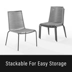 Crosley Furniture Fenton 5-Piece Wicker Outdoor Dining Set for 4, Patio Table and Chairs for Backyard, Deck, Matte Black with Gray Cushions