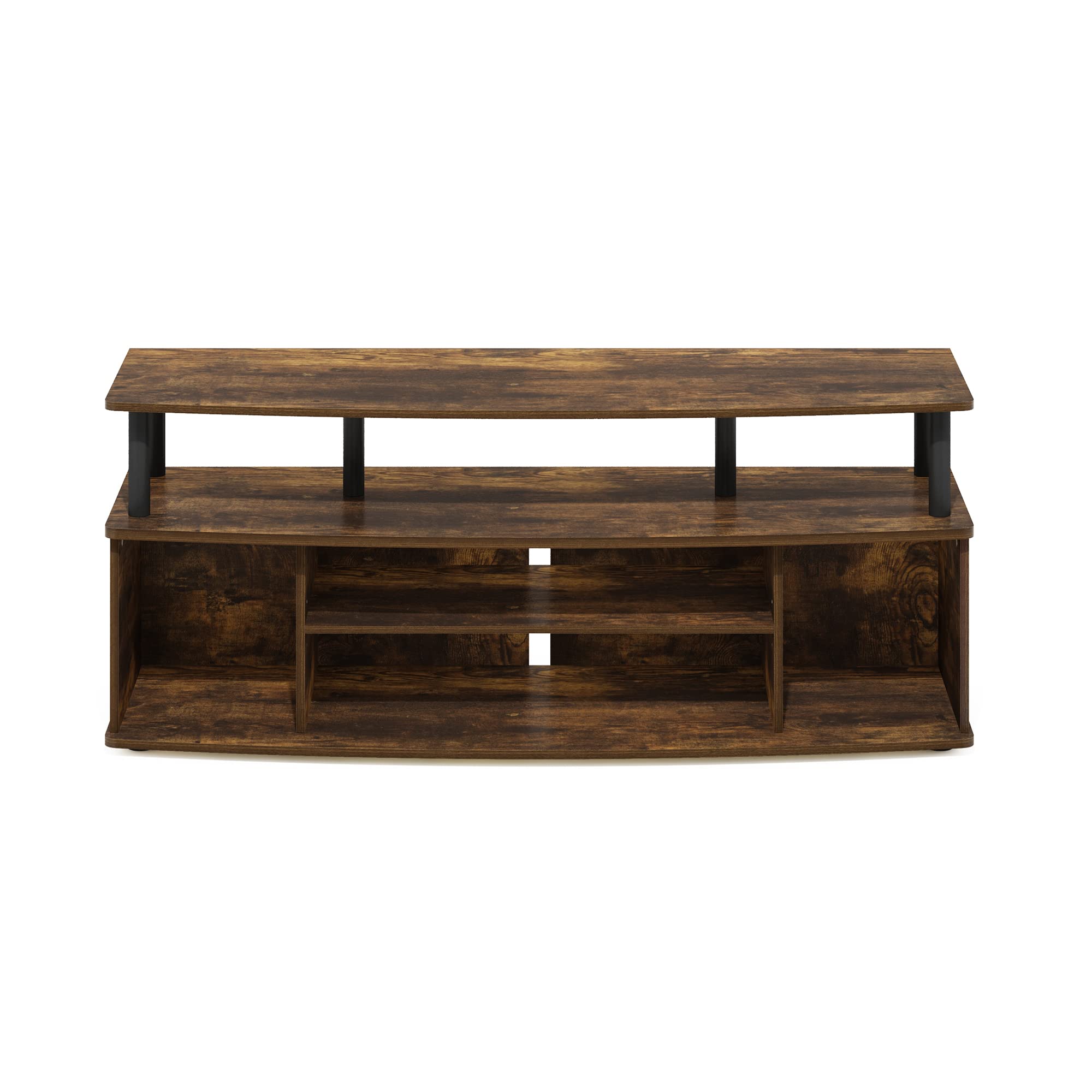 Furinno Jaya Large Entertainment Center Stand Unit/Tv For Up To 55 Inch, Amber Pine/Black