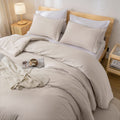 Weigelia Queen Comforter Set Boho Bed Comforter Set 7Pc Oatmeal Comforter Queen Size Soft All Season Microfiber Comforter With F