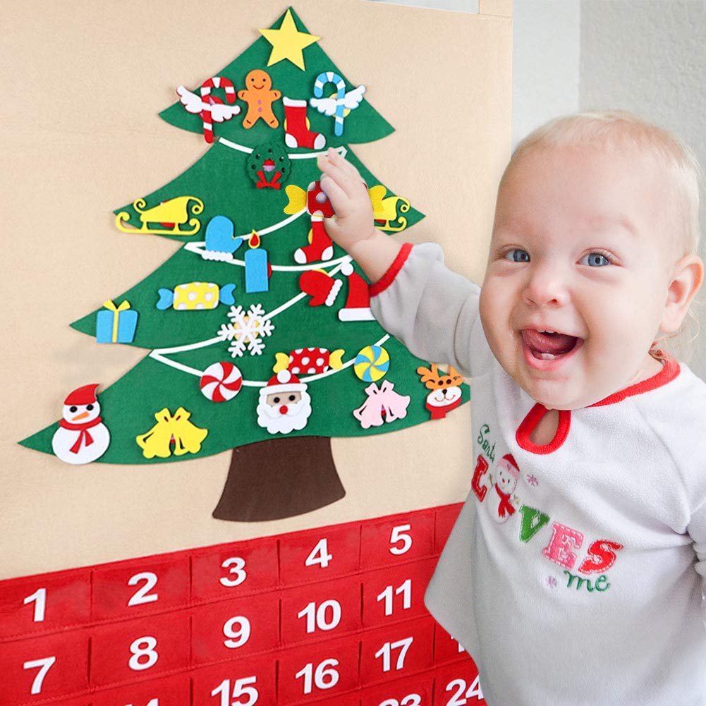 Ourwarm Christmas Advent Calendar 2023, 24 Days Countdown Calendar With 24Pcs Detachable Ornaments For Home Classroom Handmade D