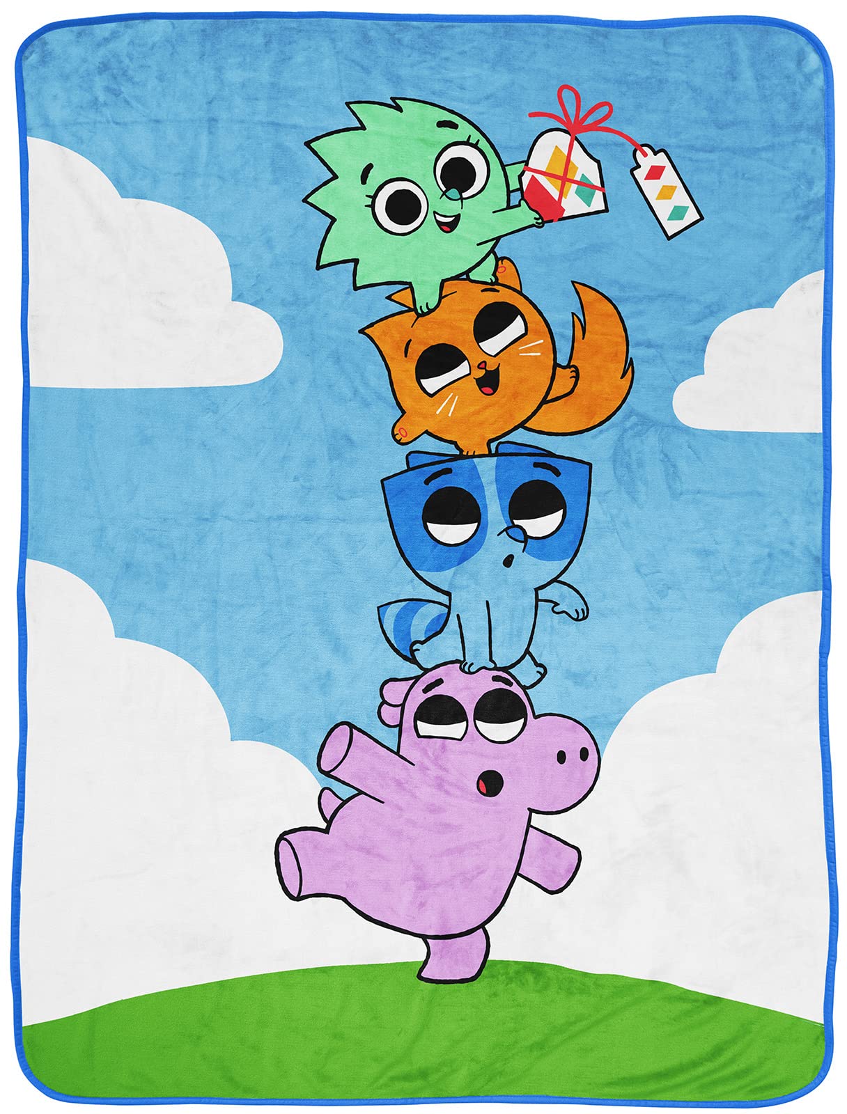 Jay Franco Pikwik Pack Animal Friends Blue Throw Blanket - Measures 46 X 60 Inches, Kids Bedding - Soft & Cozy Fleece