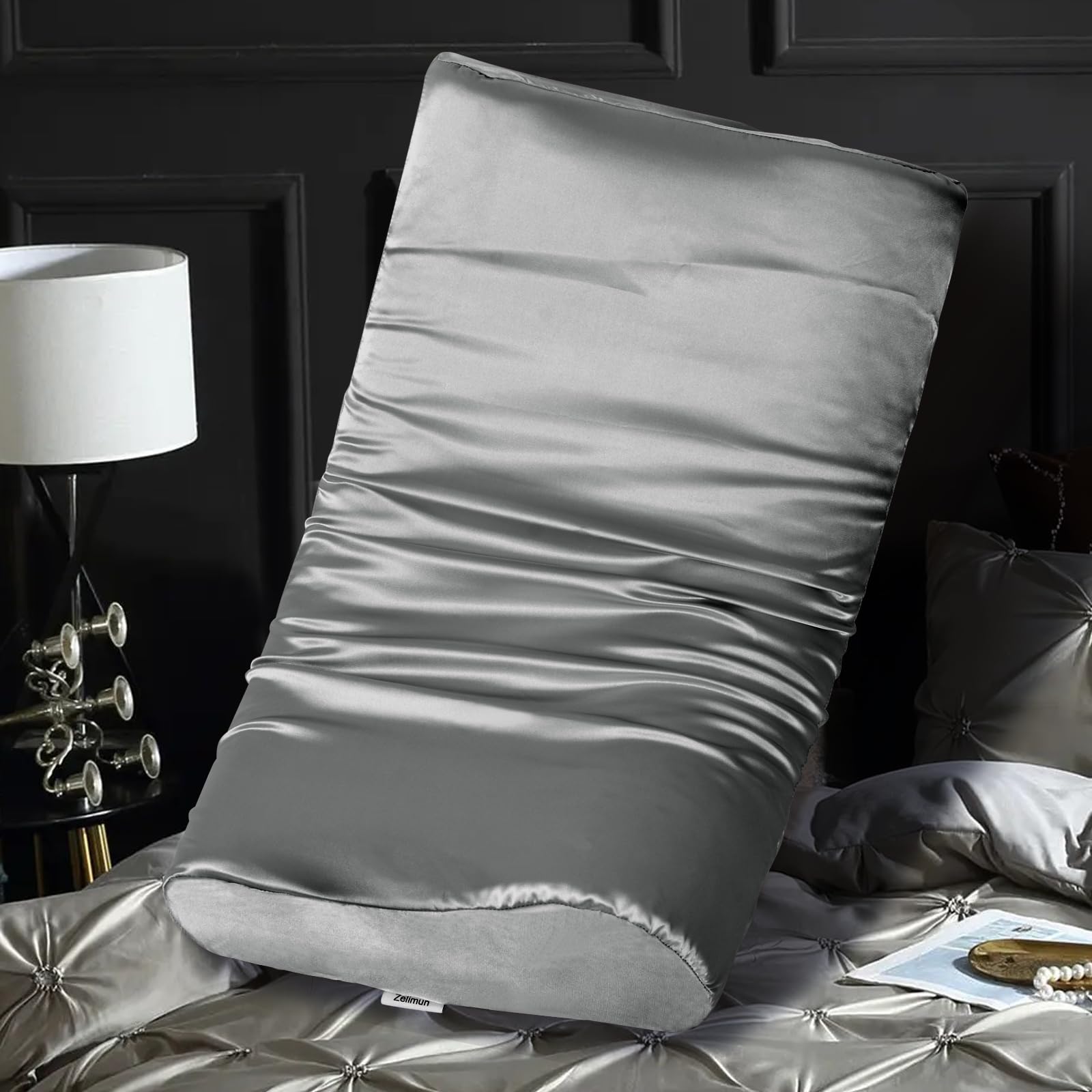 Satin Pillowcase For Contour Memory Foam Pillows, 24' X 14' X 5.1'/3.5' Cervical Pillow Case, Soft Pillow Cover For Sleeping
