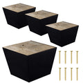 ComfortStyle Furniture Legs for Sofa Chair Couch or Ottoman, Set of 4 Replacement Feet, 3 Inch Tall, Square with Tapered Sides, 
