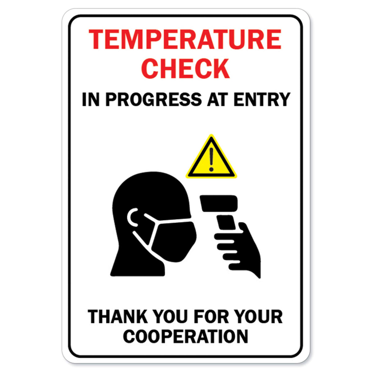 Covid-19 Notice Sign - Temperature Check In Progress At Entry | Peel And Stick Wall Graphic | Protect Your Business, Class Room,