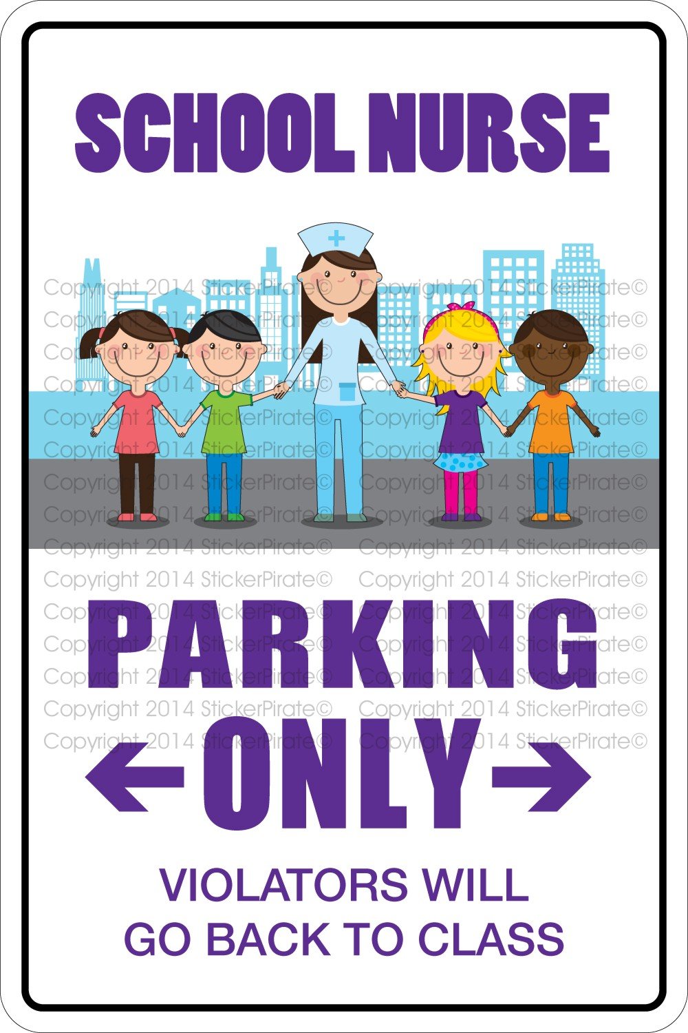 School Nurse Parking Only 8'' x 12'' Metal Novelty Sign Aluminum NS 512 Full color