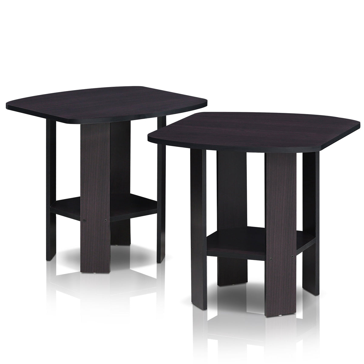 Furinno Simple Design End Table, 2-Pack, Dark Walnut