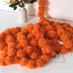 5Pcs Marigold Garland For Decoration, 5 Feet Artificial Marigold Flowers Diwali Decorations For Home, Orange Artificial Marigold