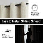 Natural Linen Full Blackout Curtains For Small Windows 45Inch Thermal Insulated Noise Reducing Bedroom Drapes Rustic Farmhouse T