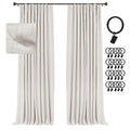 INOVADAY 100% Blackout Curtains 120 Inches Long, Extra Long Curtains 120 Inch Length Linen Textured Thermal Insulated Curtains &