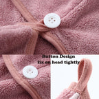M-Bestl 2 Pack Microfiber Hair Towel Wrap,Hair Drying Towel With Button Design,Head Towel To Dry Curly Hair Quickly (Bean Pink)