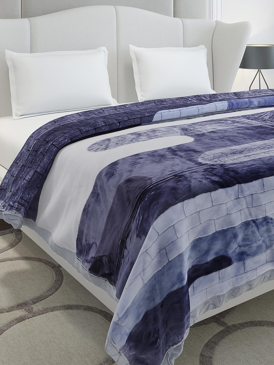 Monte Carlo Double Bed Heavy Winter Blanket Gala Glow 3 Ply 700 GSM | 3.8 KG (240x220 CM), Blue