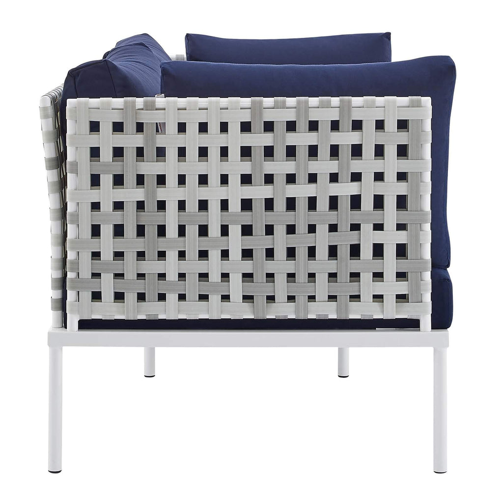 Modway EEI-4961-TAU-NAV Harmony Outdoor Patio Aluminum Loveseat, Taupe Navy