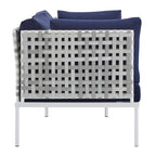 Modway EEI-4961-TAU-NAV Harmony Outdoor Patio Aluminum Loveseat, Taupe Navy
