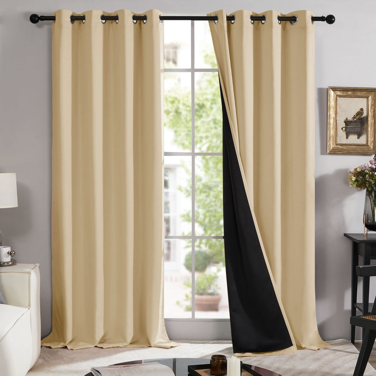 Deconovo 100% Blackout Curtains 84 Inches Long, Double Layer Total Light Block Curtains, Thermal Insulated Window Draperies For