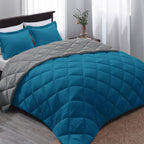 Basic Beyond Queen Comforter Set - Blue Comforter Set Queen, Reversible Bed Comforter Queen Set For All Seasons, Algiers Blue/Charcoal Gray, 1 Comforter (88'X92') And 2 Pillow Shams (20'X26'+2')