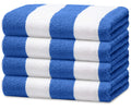 Avalon Towels Cabana Beach Towels 4 Pack (Size 30x60) Inches Oversized, 100% Ring Spun Cotton, Highly Absorbent Large Pool Towel