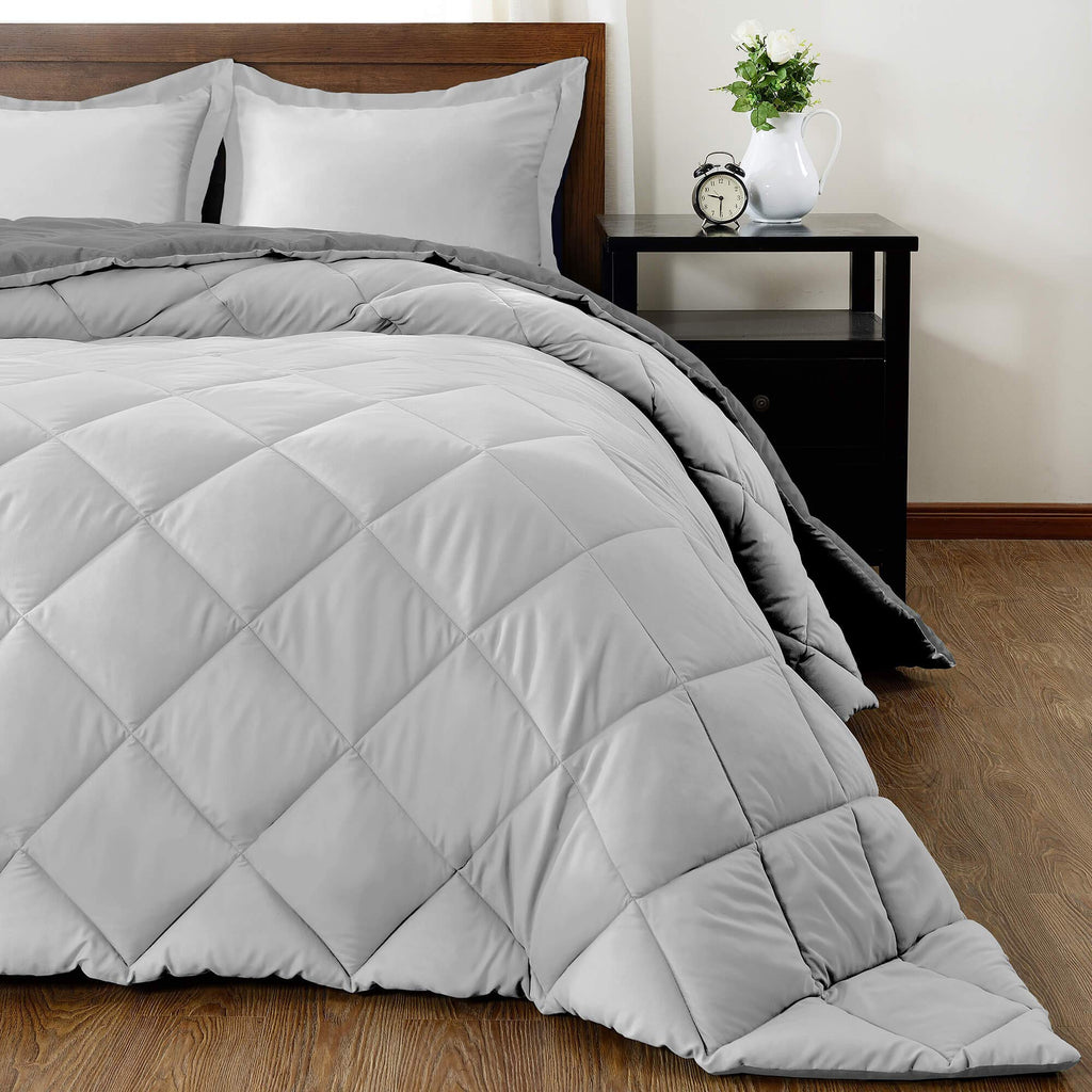 Downluxe Twin Comforter Set - Charcoal And Grey Twin Comforter, Soft Bedding Sets For All Seasons -2 Pieces - 1 Comforter (66'X