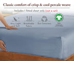 California Design Den 100% Organic Cotton Fitted Sheet Full Only, Deep Pocket Full Size Fitted Sheet, Full Size Percale Cotton Fitted Sheet Only, Gots Certified, Lightweight, 1 Pc (Blue Hydrangea)