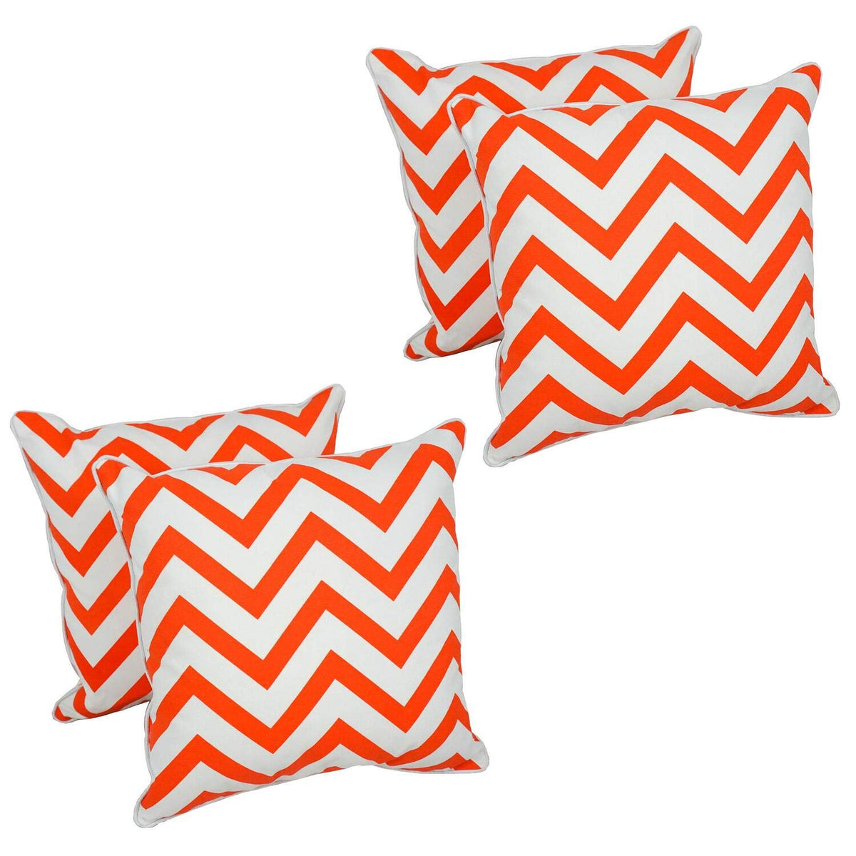 Blazing Needles Corded Printed Throw Pillow, 18&quot;, Orange/White Chevron 4 Count