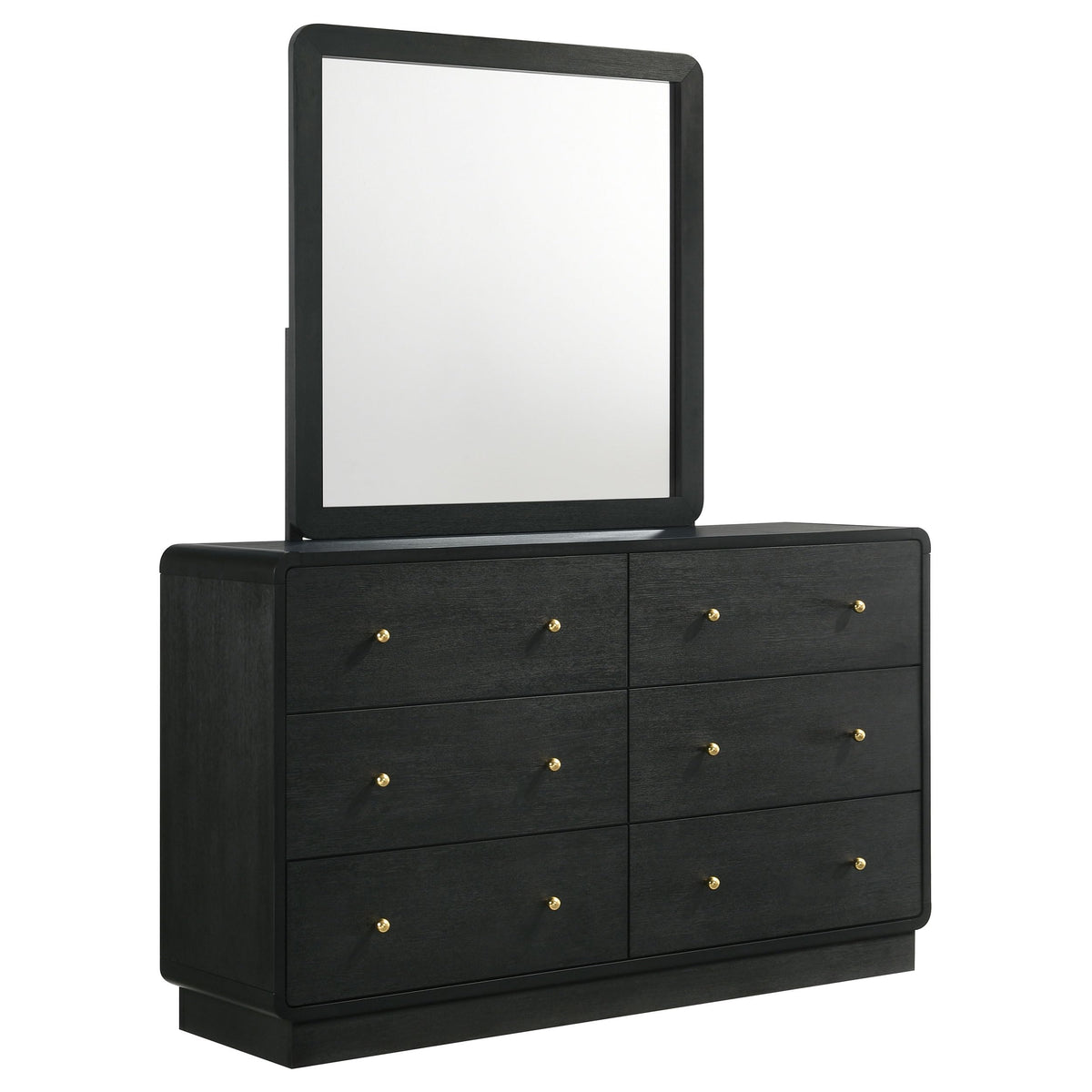 Coaster Home Furnishings Cavelle Transitional 59-inch 6-Drawer Bedroom Dresser with Mirror Bedroom Clothing Storage Cabinet Wide Chest of Drawers Organizer Unit Black 223663M