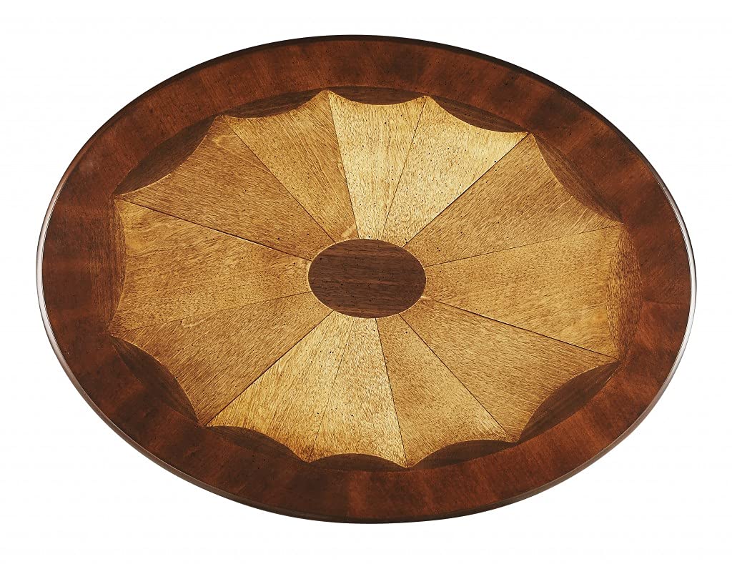 HomeRoots Dark Brown Rubberwood Solids, MDF, Nickel Jeanette Plantation Cherry Oval Accent Table