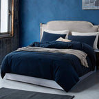 Ecocott 100% Washed Cotton 3 Piece Bedding Set 1 Duvet Cover With Zipper And 2 Pillowcases, Ultra Soft And Easy Care Breathable