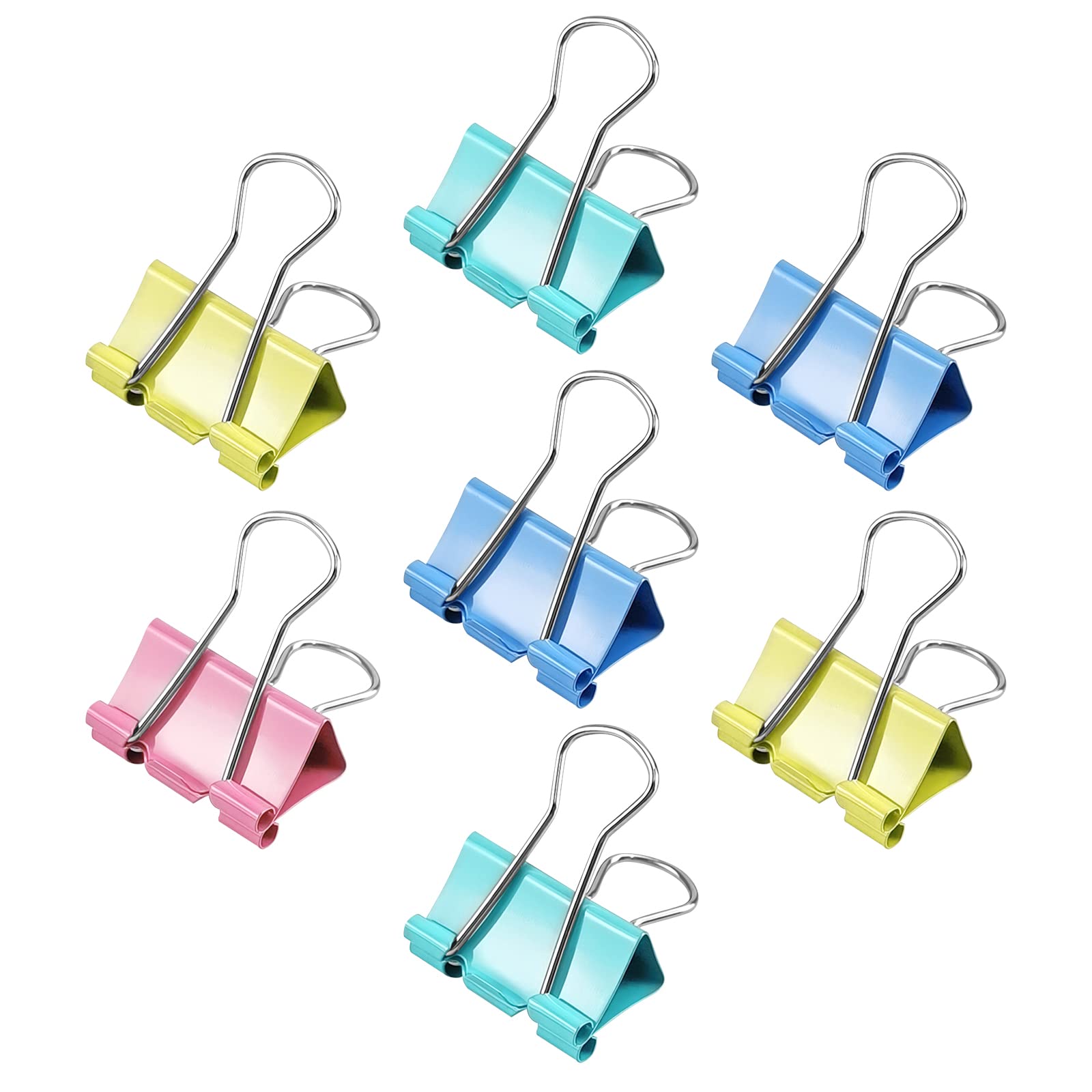 Pouyrba Binder Clips, 48Pcs 1.25Inch Colorful Tempered Steel Medium Binder Clips Paper Clamps Clips Office Supplies For Office,