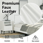 vidaXL Faux Leather Bed Frame Platform Bed, Scandinavian Style/Slats Support/No Box Spring Needed/Without Mattress/Easy Assembly, White Twin Bed