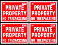 4 Signs Private Property No Trespassing Sign Flexible Heavy Thick Plastic (9 Inch X 12 Inch)