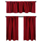 Htfdstar Valance Curtain Set, 3Pcs Cotton Buffalo Plaid, Farmhouse Kitchen Curtains, 58Wx15L, 29Wx36L