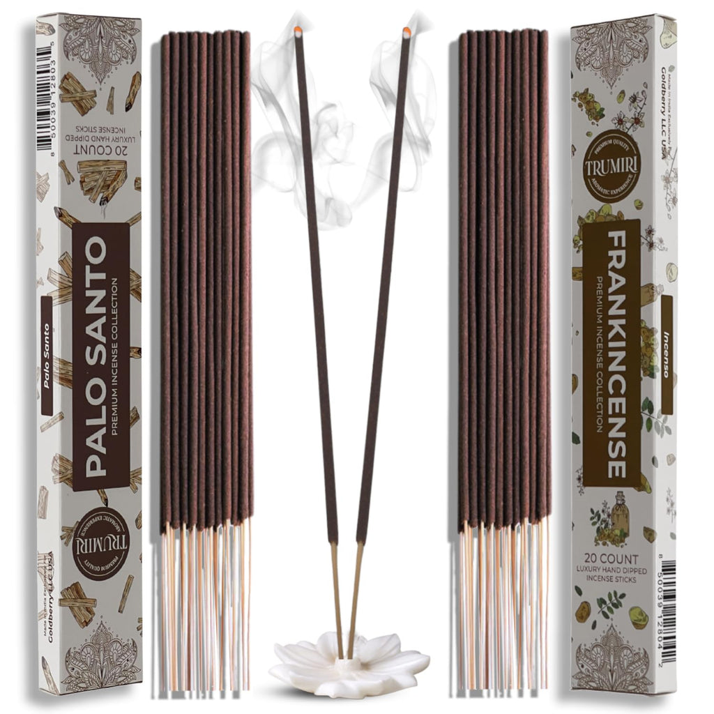Trumiri Incense Sticks - Combo Pack of 40 Insence-Sticks - 20 Palo Santo + 20 Frankincense - Insenses - Insents - Incents - Insc