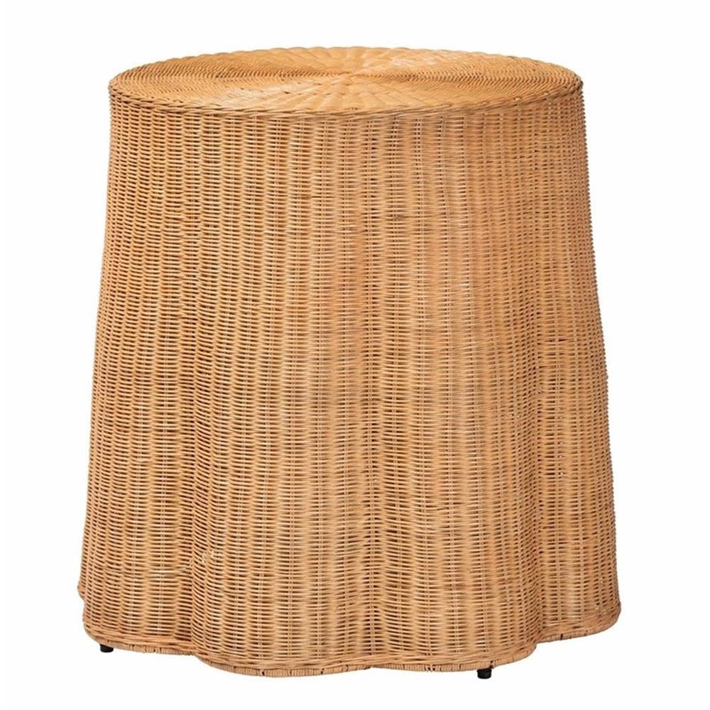 bali & pari Palm Bohemian Honey Scallop Rattan End Table
