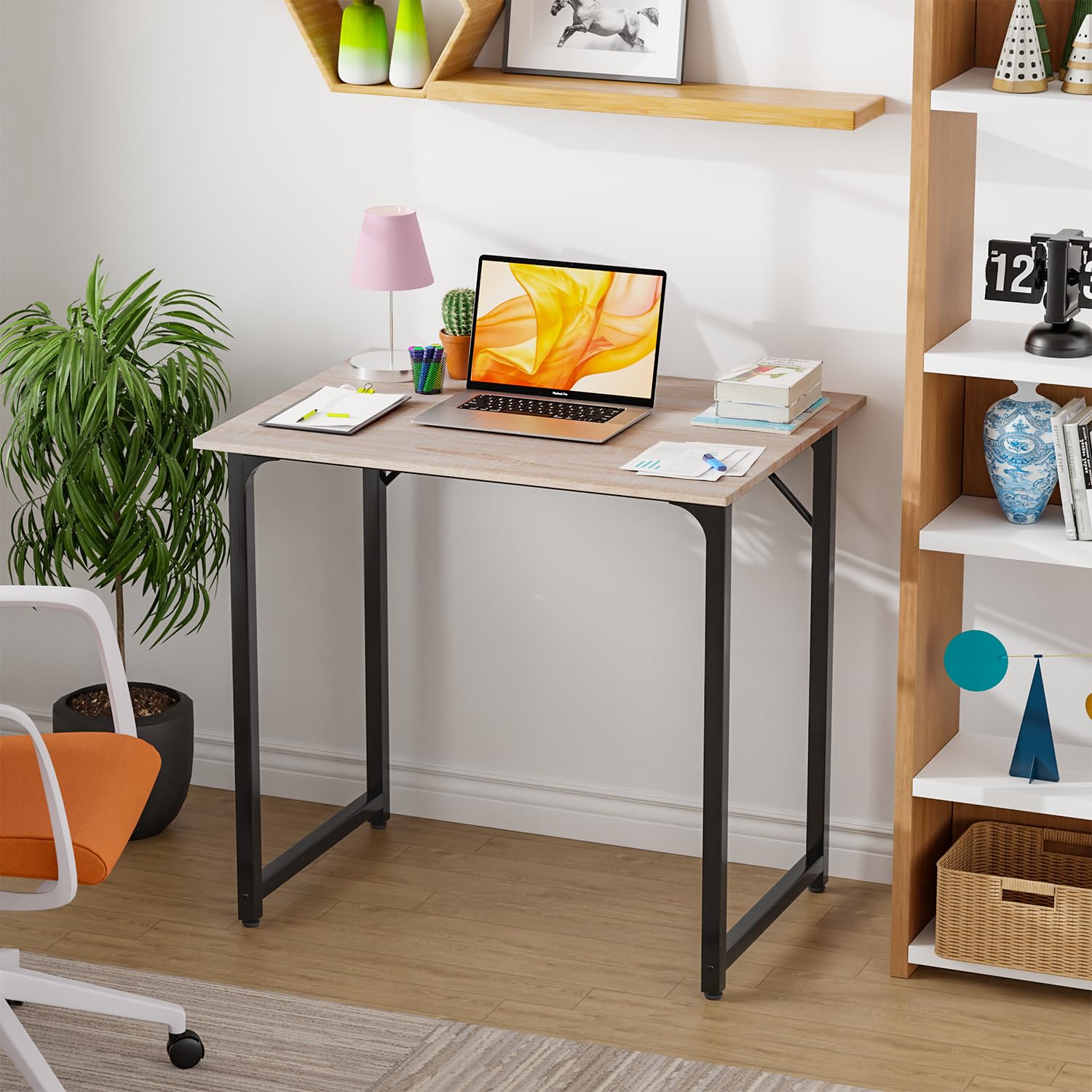 Paylesshere 32/39/47 Inch Computer Desk Study Writing Table, Adjustable Feet, Modern Furniture For Home Office (1, Nature, 32 Inch)