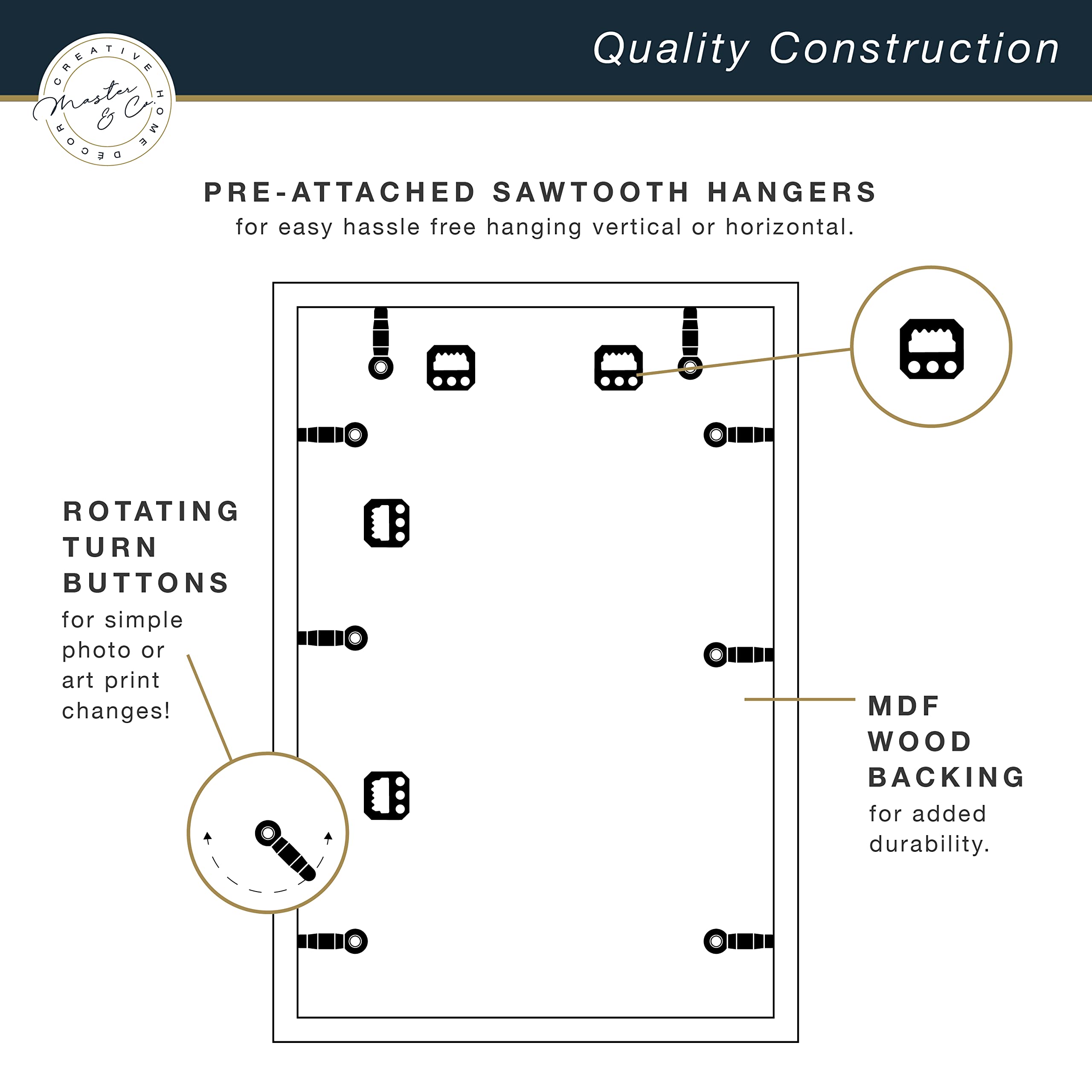 Mcs Master & Co. Foundry Metal Gallery Wall Frame, Brass, 12X18 Inch